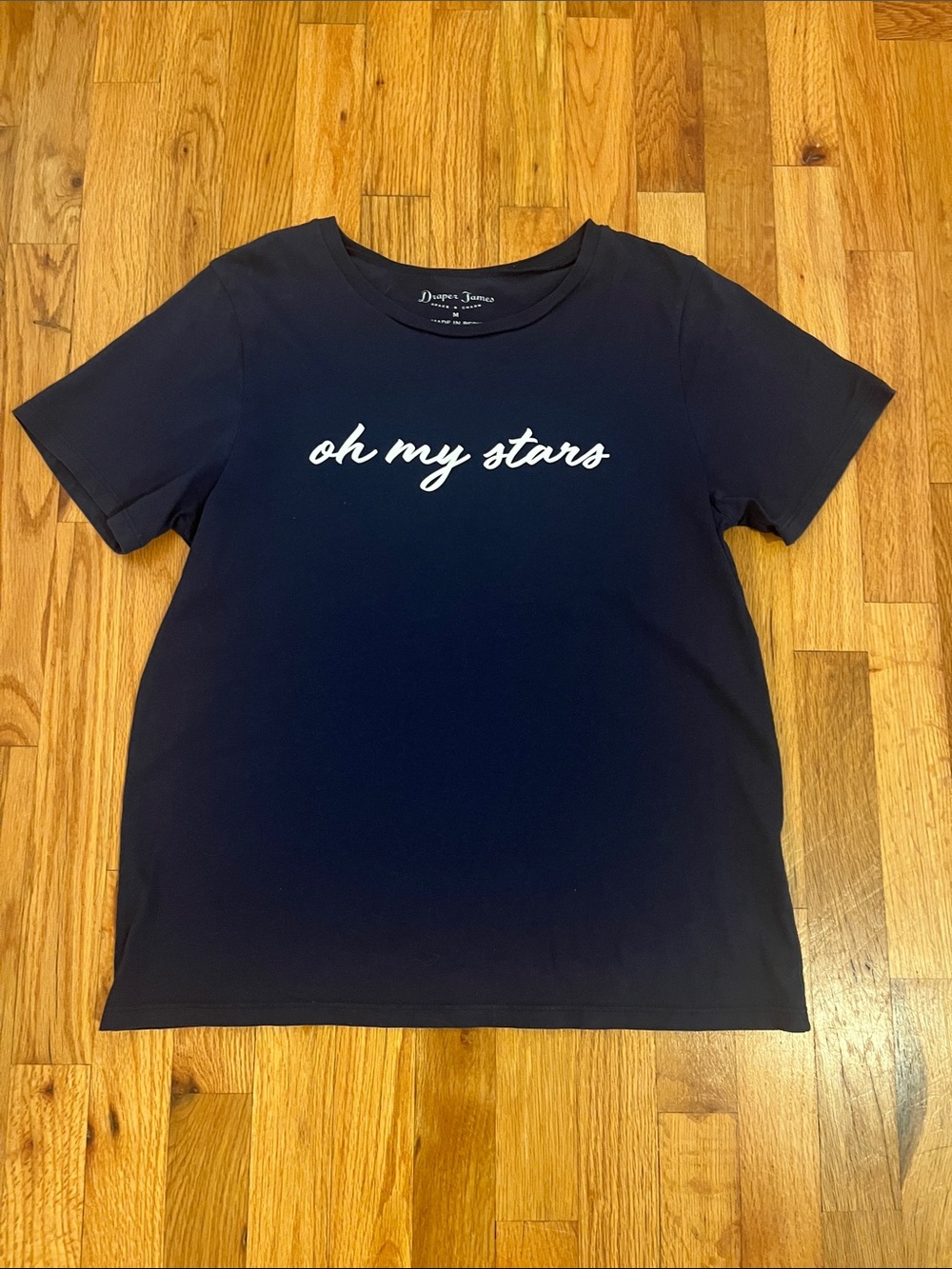 Draper James Navy Tee with White "Oh My Stars" Script